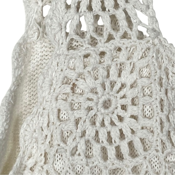 Vintage Faded Glory Crocheted Women’s Cream Tank Top Sweater Size 1X or 2X ? - Picture 7 of 8